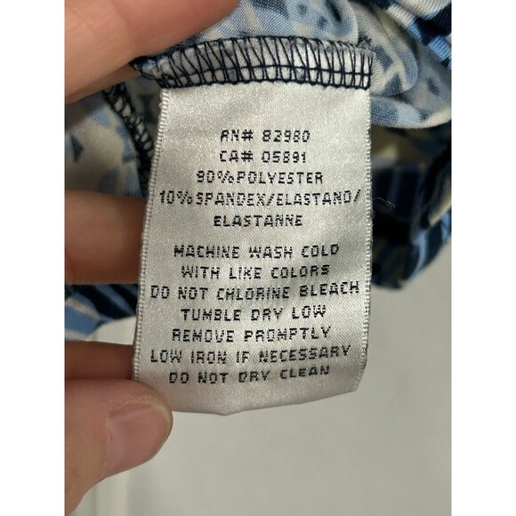 Swing Womens Blue Geometric Short Sleeve Button-Up Shirt Size S Lightweight Casu - Picture 6 of 9